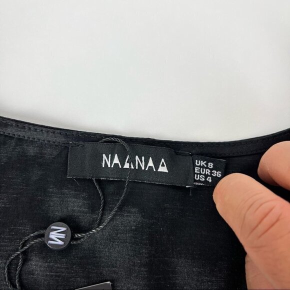 Nwt - Asos Design Naanaa Sweetheart Puff Sleeve Crop Top In Black. Size: 4 (Us) - Picture 5 of 16